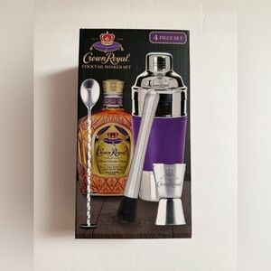 Cocktail Shaker Set Crown Royal Muddler Bar Spoon Jigger Shaker New in the Box